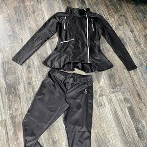 Athleisure set leggings and peplum zip up top